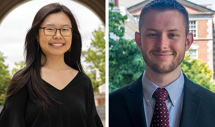 Portraits of Rebecca Shyu and Brandon Lee, Goldwater Scholars for 2021.