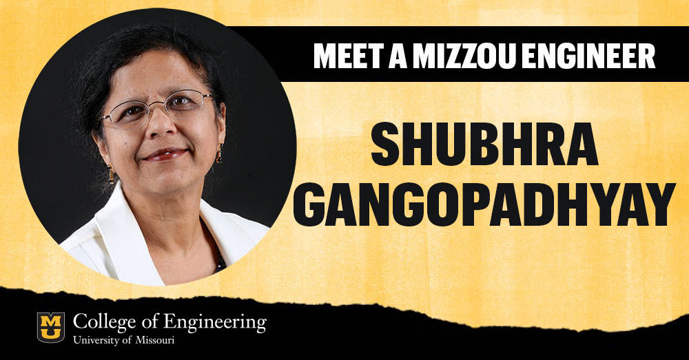 Graphic: a portrait of Shubhra Gangopadhyay.