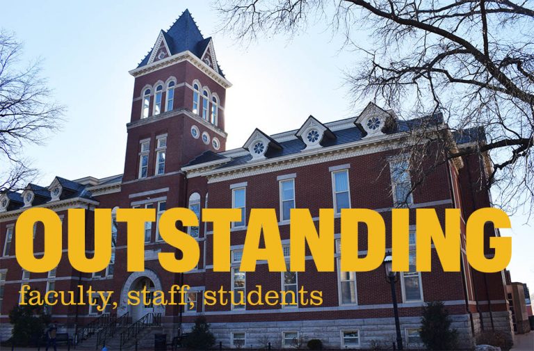 Jesse Hall with the headline "Outstanding faculty, staff, students"