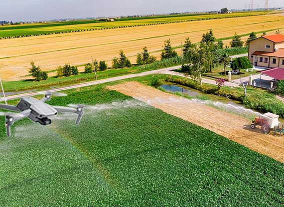 Drone over a farm
