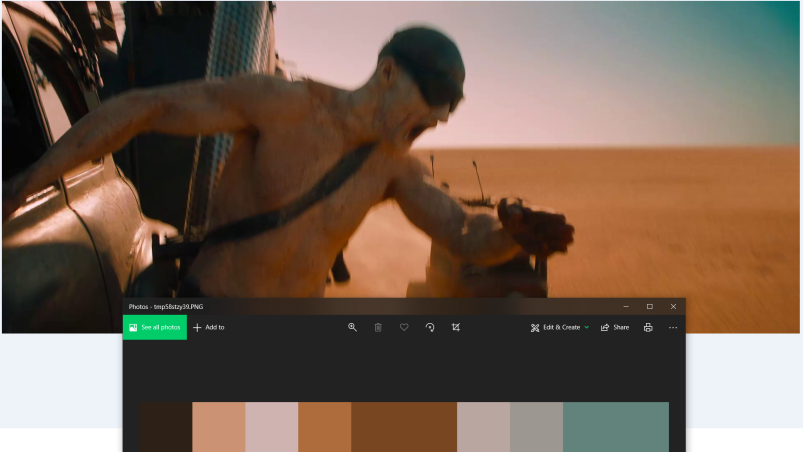 Movie scene with corresponding color palette.