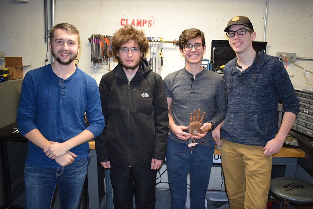 Jack Allen, Stewart Aldrich, JD Peiffer and Chris Scully of the 3-D Printing Club