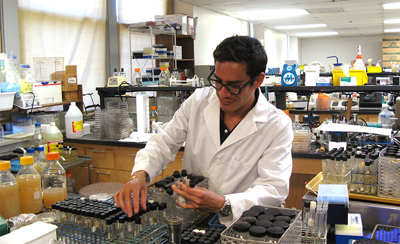 Eduardo Torres Dominguez performing lab work
