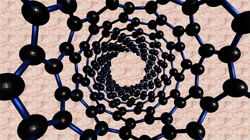 Image looking inside carbon nanotube.