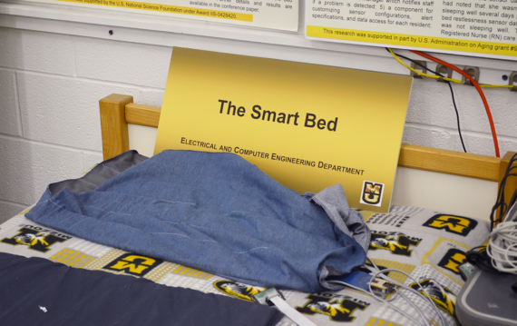 The Smart Bed, decked out in Mizzou sheets.
