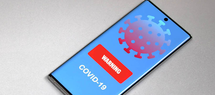Cell phone with COVID warning