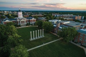 Photo of Jesse Hall, the Columns and Lafferre Hall