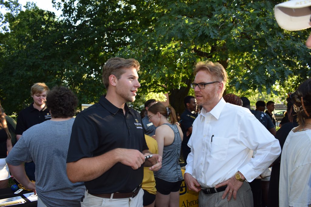 Dean Noah Manring came to the BBQ to speak with student leaders.