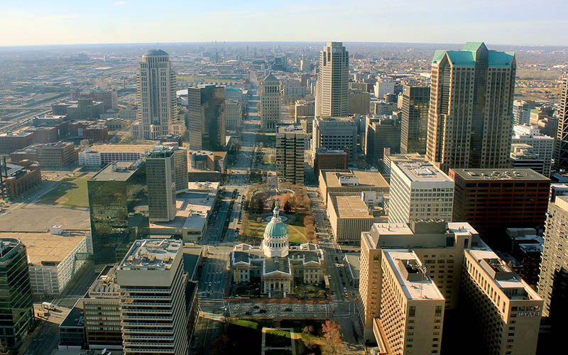 Aerial view of St. Louis Missouri