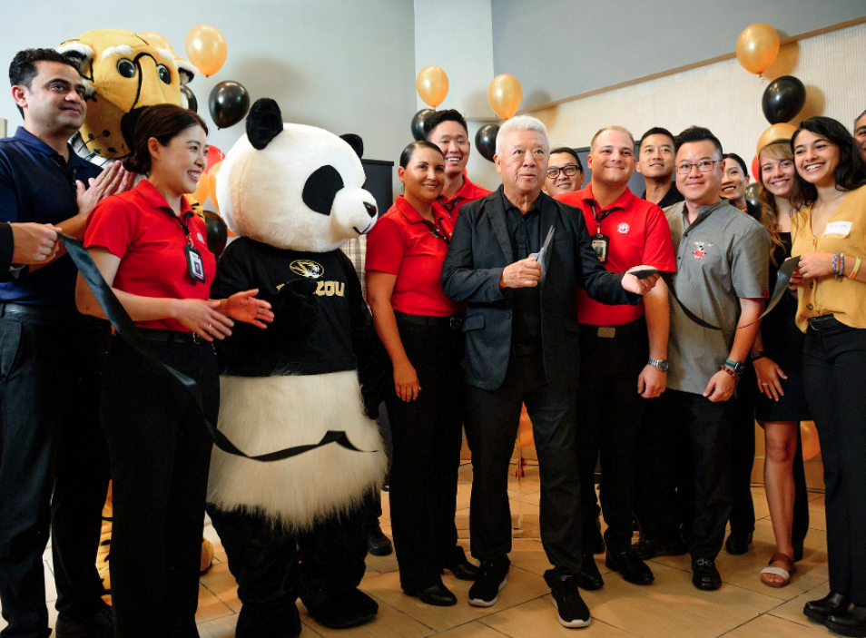 On Aug. 18, Andrew Cherng (center) returned to the Mizzou campus to celebrate the MU Student Center Panda Express grand opening.