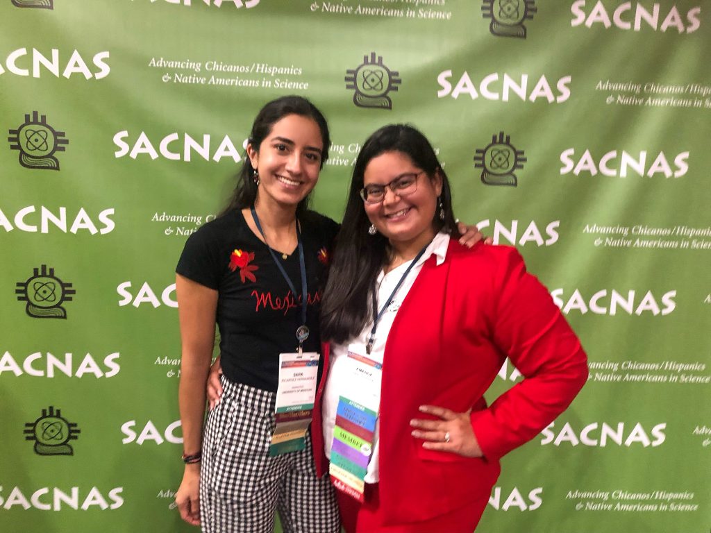 Sara Ricardez Hernandez (left) and Amanda Paz Herrera (right) at the 2022 SACNAS National Conference