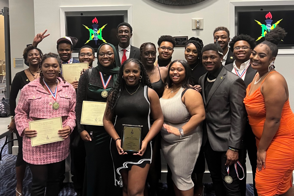 Mizzou NSBE members Hirut Suraphel, Justin Agudah, Mariam Morafa, Taja Hawkins, Elijah Beamon, Nonso Ogbuefi, Awa-Bousso Gueye, Trenton Foster, Chanel Wheeler, Emajin Brown, Trinity Brown, Xavier Fraizer, Jaden Findley, Ogheneobarome Emeje and Lawrence Ogbuli