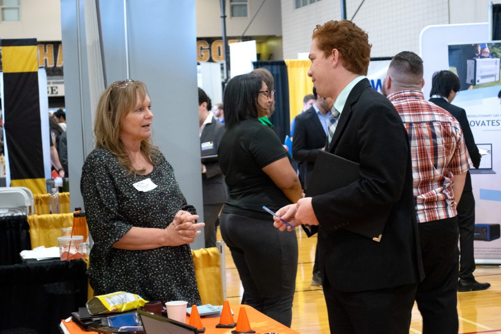 Jay Schroeder, a civil engineering student, came to the career fair looking for opportunities in the transportation industry.