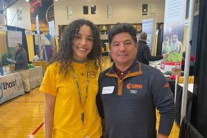 Brooke Becker, mechanical engineering major, ran into Enrique Chavez Jr., her boss from a previous internship, while at the Spring 2023 Mizzou Engineering Career Fair