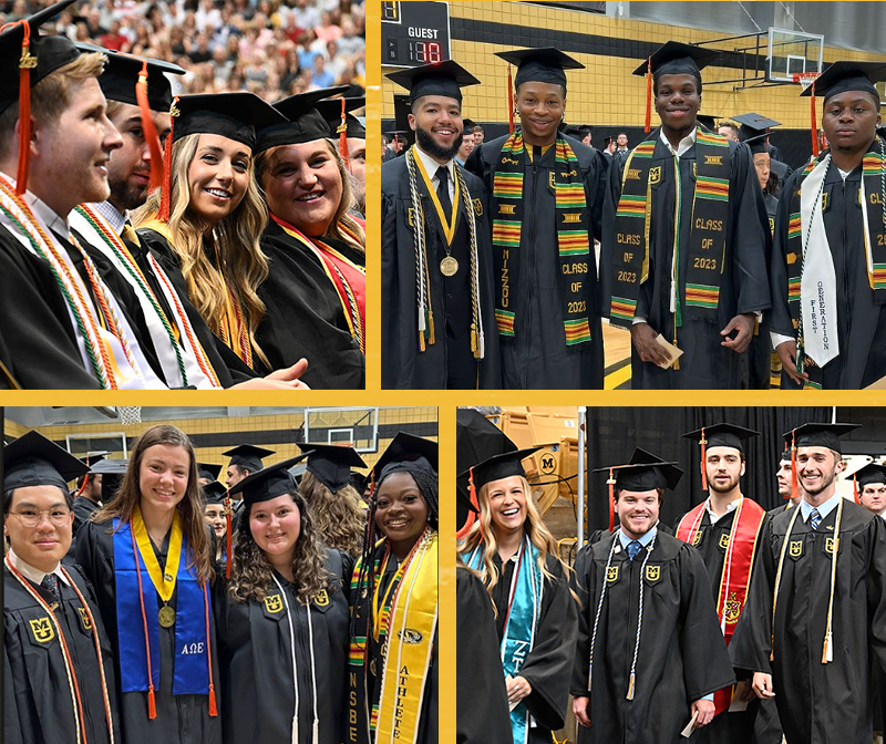 Collage of four photos of graduates