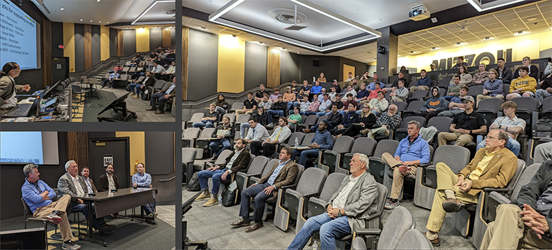 Three images of consortium event participants. 