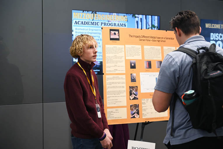 high school student presenting research