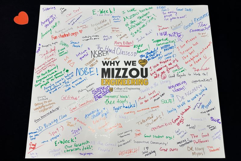 Poster with reasons students, faculty and staff love Mizzou Engineering
