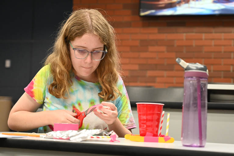 student completing STEM Quest activity