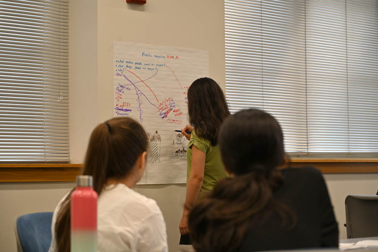 Girls experiencing environmental engineering camp activity