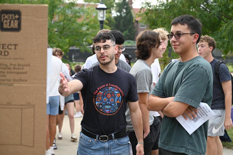 Two students at New Student BBQ