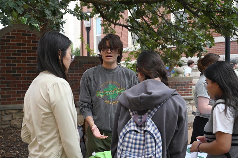 Three students at New Student BBQ