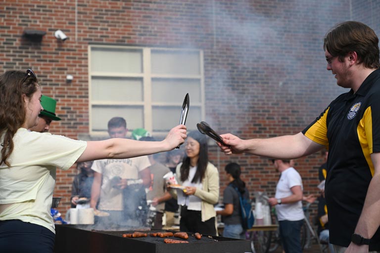 Students grilling at New Student BBQ