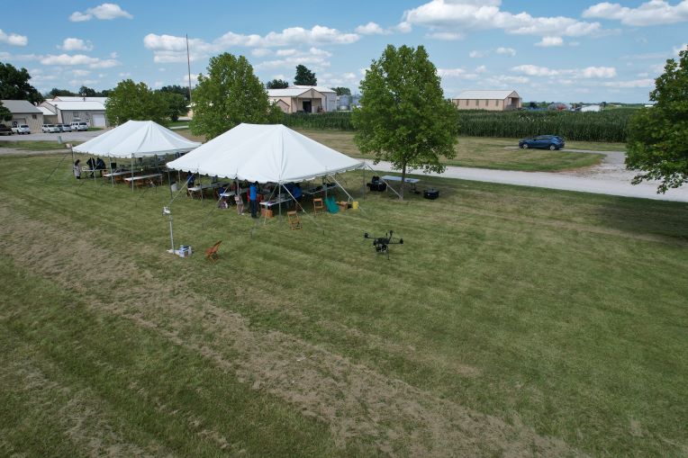 Geospatial summer camp picnic tents