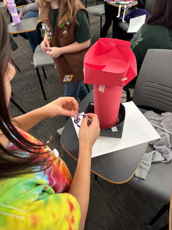 Building a tower at Girl Scout Day 2024