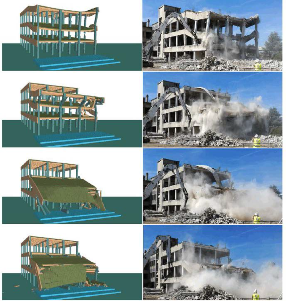 Building collapse compared to model