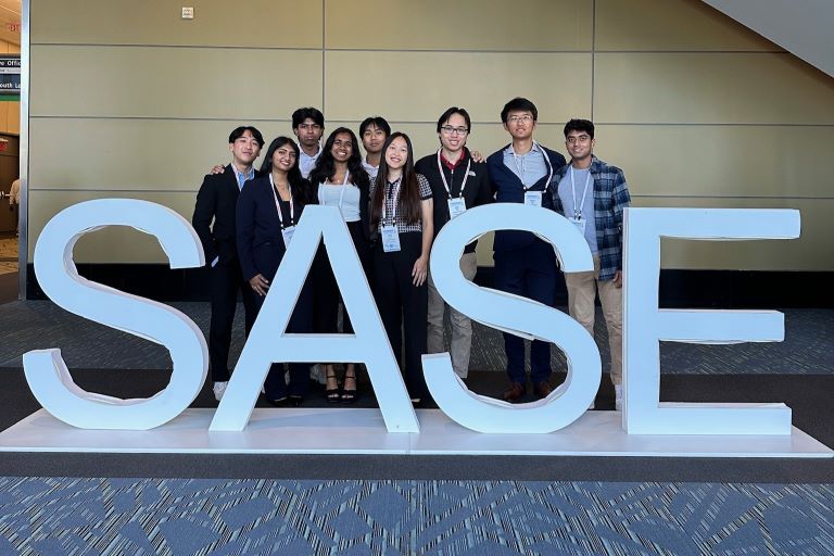 From left: Philip Lei, Akshaya Mulakala, Sathwik Jupalli, Christabel John, Eric Chin, Arielle Janssens, Jacob Tham, Andrew Chang, Dhruv Agarwal