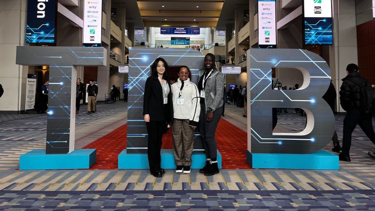 From left, Linlin Zhang, Tanner Muturi and Neema Jakisa Owor