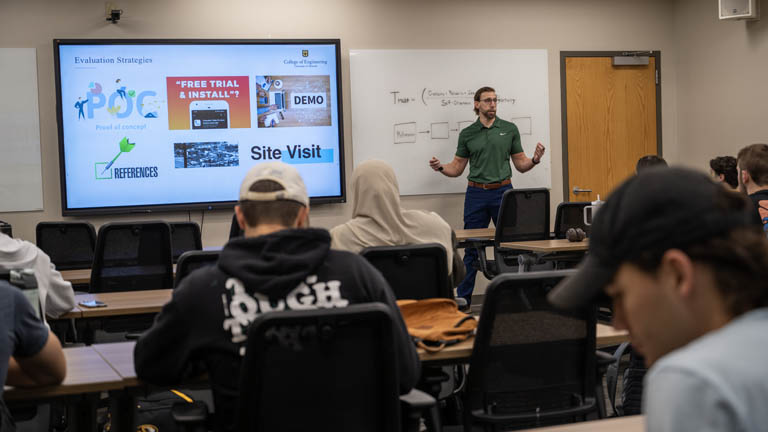 Stephen Hogg teaching his sales engineering class