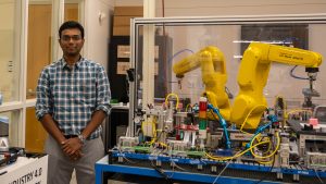Sharan Srinivas in the Industry 4.0 lab at Mizzou Engineering