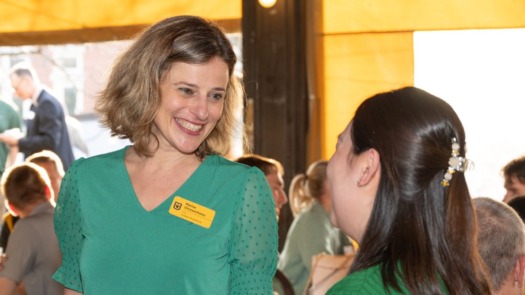 Mizzou Engineering Dean Marisa Chrysochoou at the E-Week 2026 alumni happy hour