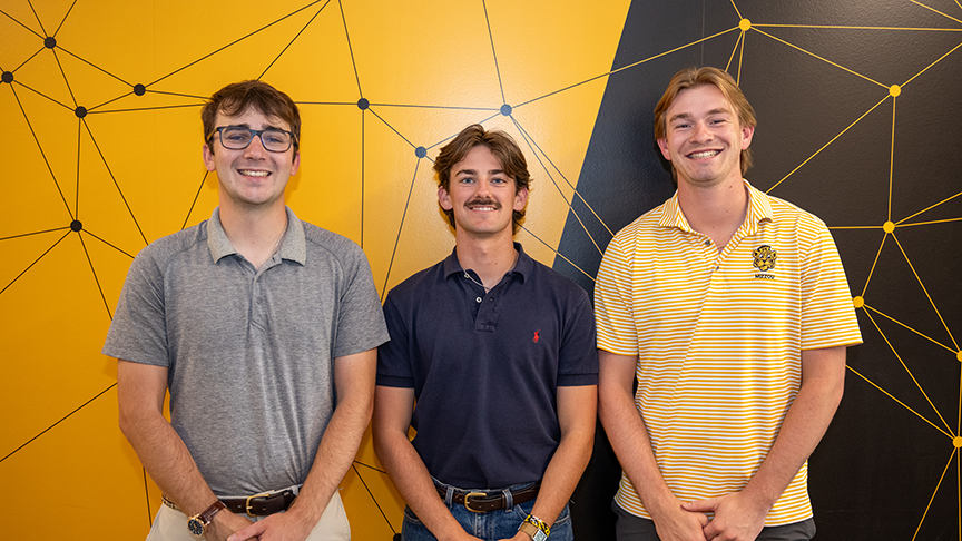 Industrial engineering students Louis Dell’Orco, Luke Voelker and Noah Voss.