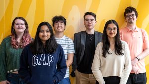Computer science students Sophie Blick, Rohitha Sresta Ganji, Ming Lin, Nolan Park, Pari Patel and Andrew Klusmeyer