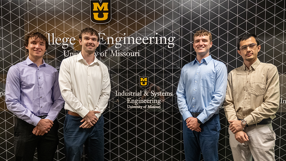 Industrial engineering students Dylan Kracht, Ryan Dodson, Thomas Willerth and Abbosjon Abdullaev.
