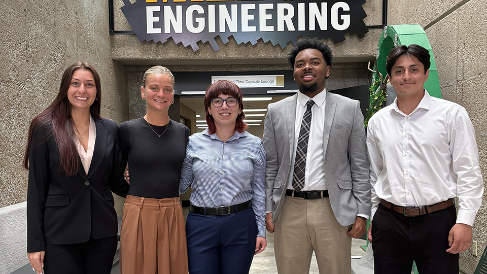 Civil engineering students Emily Van Dover, Macie McPheeters, Clare Tyson, Korey Long and Nick La Chance..