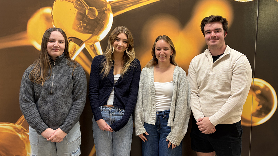 Chemical engineering students Sarah Fox, Haylii Sondrol, Chloe Langendorf and TJ Slazyk