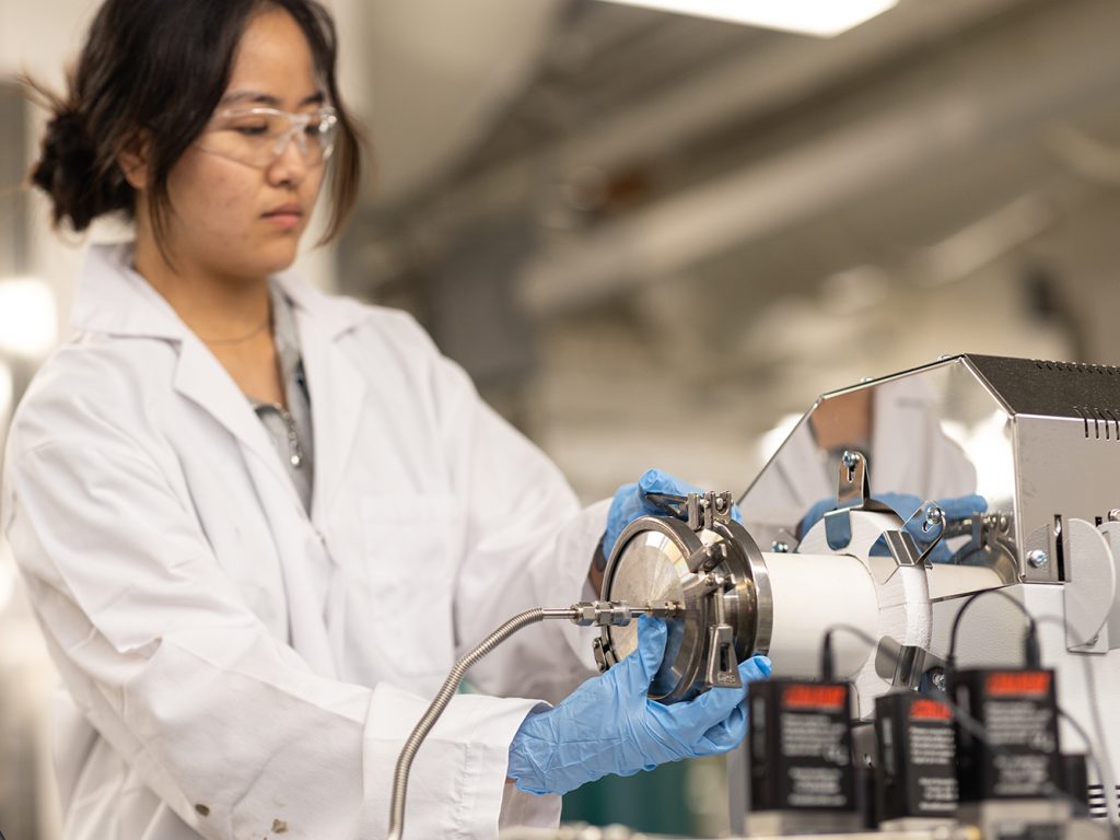 Student works in a lab