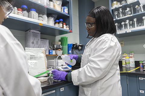 Woman works in a lab