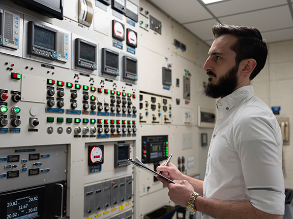 Man looks at equipment at MURR