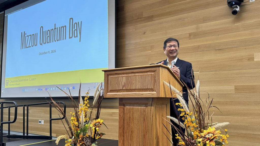 Chi-Ren Shyu addresses attendees at Mizzou Quantum Day Oct. 9, 2026